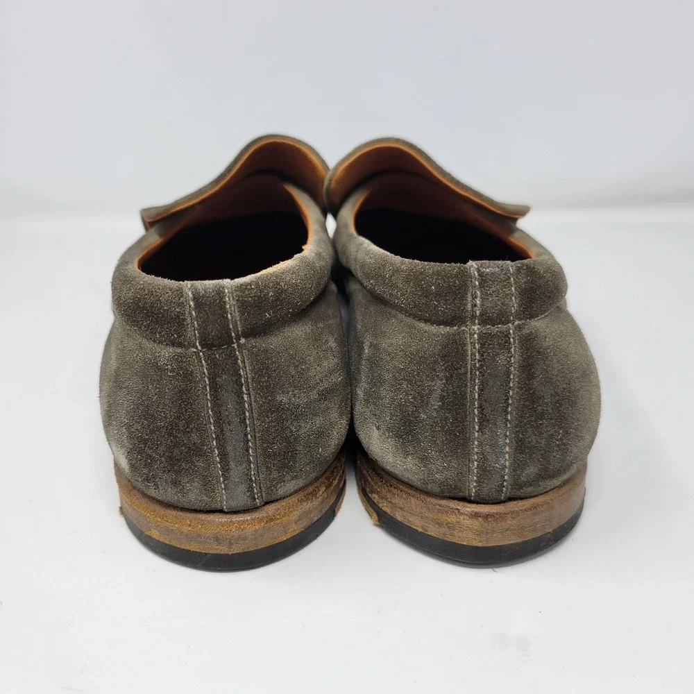 Premiata Mens Olive Green Suede Slip On Loafers Made in Italy Size 9 Round Toe‎